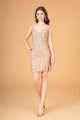 Fitted Short Sleeveless Sequin Dress by Elizabeth K GS3085 - XS / Gold - Short Cocktail Dresses