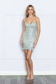 Poly USA 9224 Fitted Short Sleeveless Sequin Slit Dress