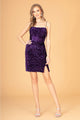 Fitted Short Velvet Sequin Dress by Elizabeth K GS3083 - XS / Purple - Short Cocktail Dresses