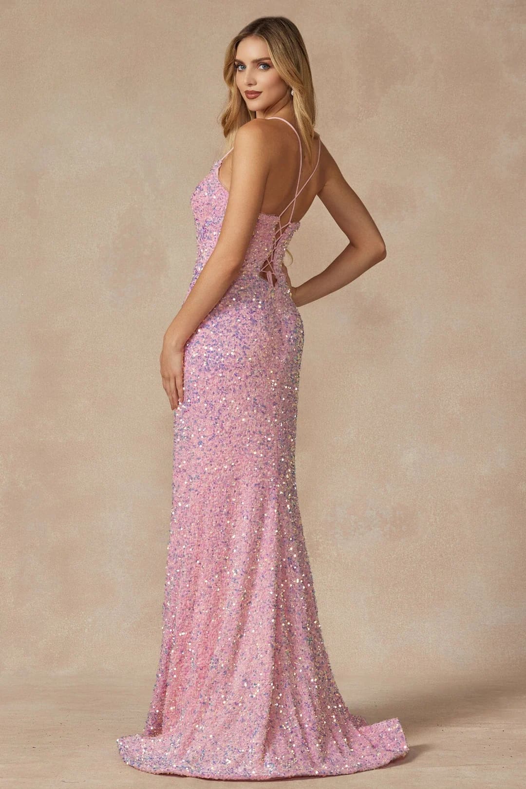 Fitted Sleeveless Long Sequin Velvet Dress by Juliet 2406 - Dress
