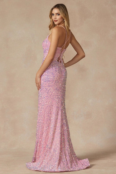 Fitted Sleeveless Long Sequin Velvet Dress by Juliet 2406 - Dress