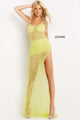 Fitted Sleeveless Sheer Slit Gown by Jovani 08225 - 00 / Lime - Long Formal Dresses