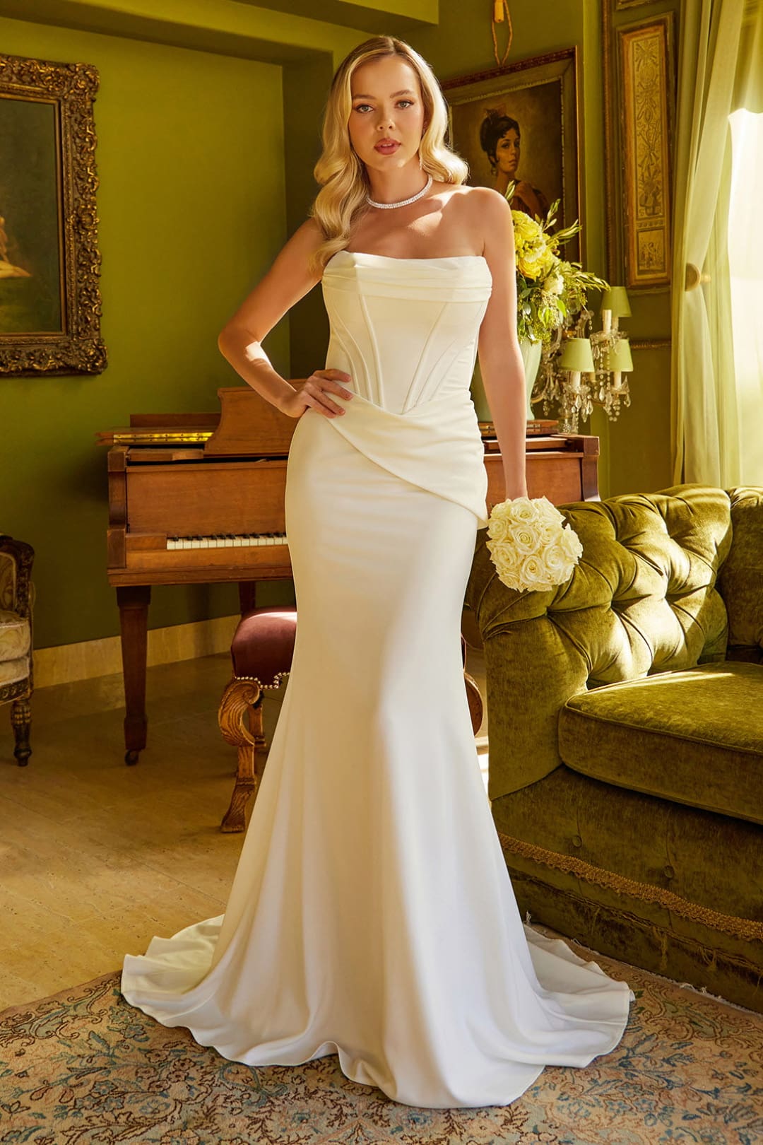 Fitted Strapless Bridal Gown by GLS Gloria GL3584 - XS / Ivory - Long Formal Dresses