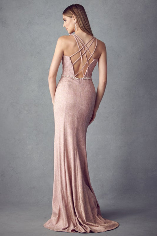 Juliet Rose Gold Long Formal Dresses