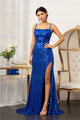 Fitted Strappy Back Sequin Gown by Elizabeth K GL3058 - XS / Royal Blue - Long Formal Dresses