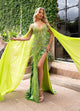 Rachel Allan 50318 Fitted V-Neck Cape Slit Gown