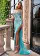 Rachel Allan 50318 Fitted V-Neck Cape Slit Gown