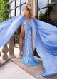 Rachel Allan 50318 Fitted V-Neck Cape Slit Gown