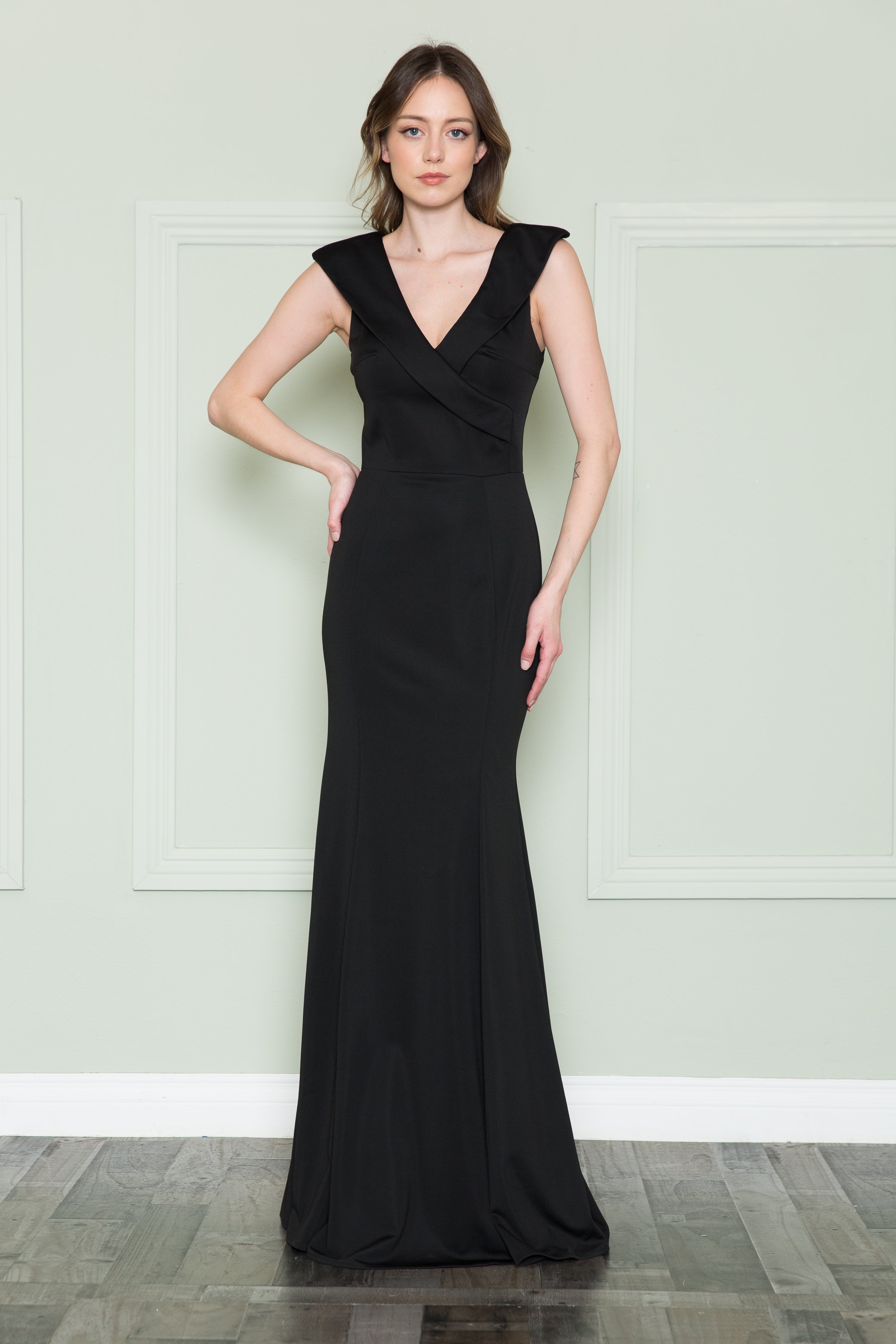 Poly USA 8726 Fitted V-Neck Jersey Gown