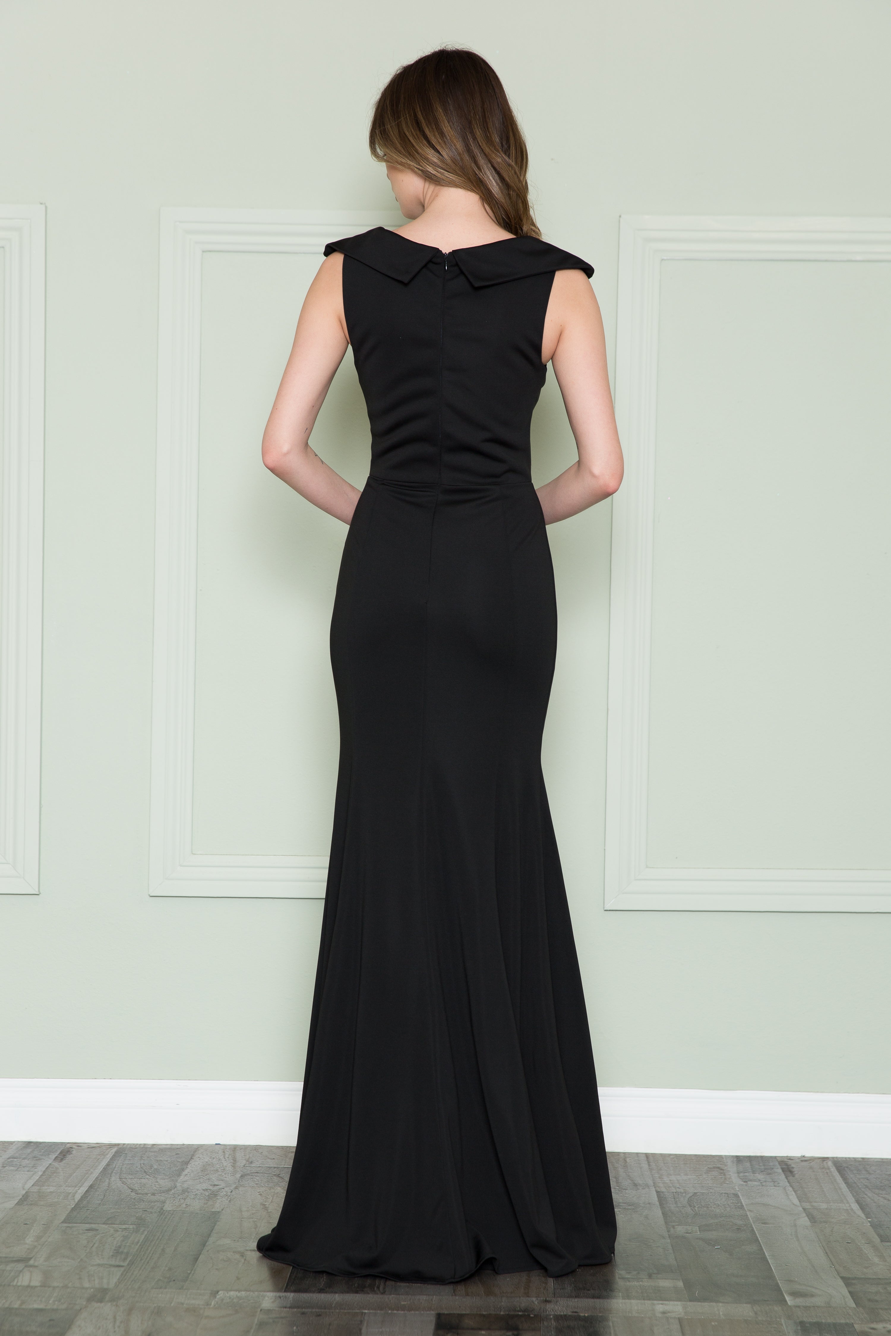 Poly USA 8726 Fitted V-Neck Jersey Gown