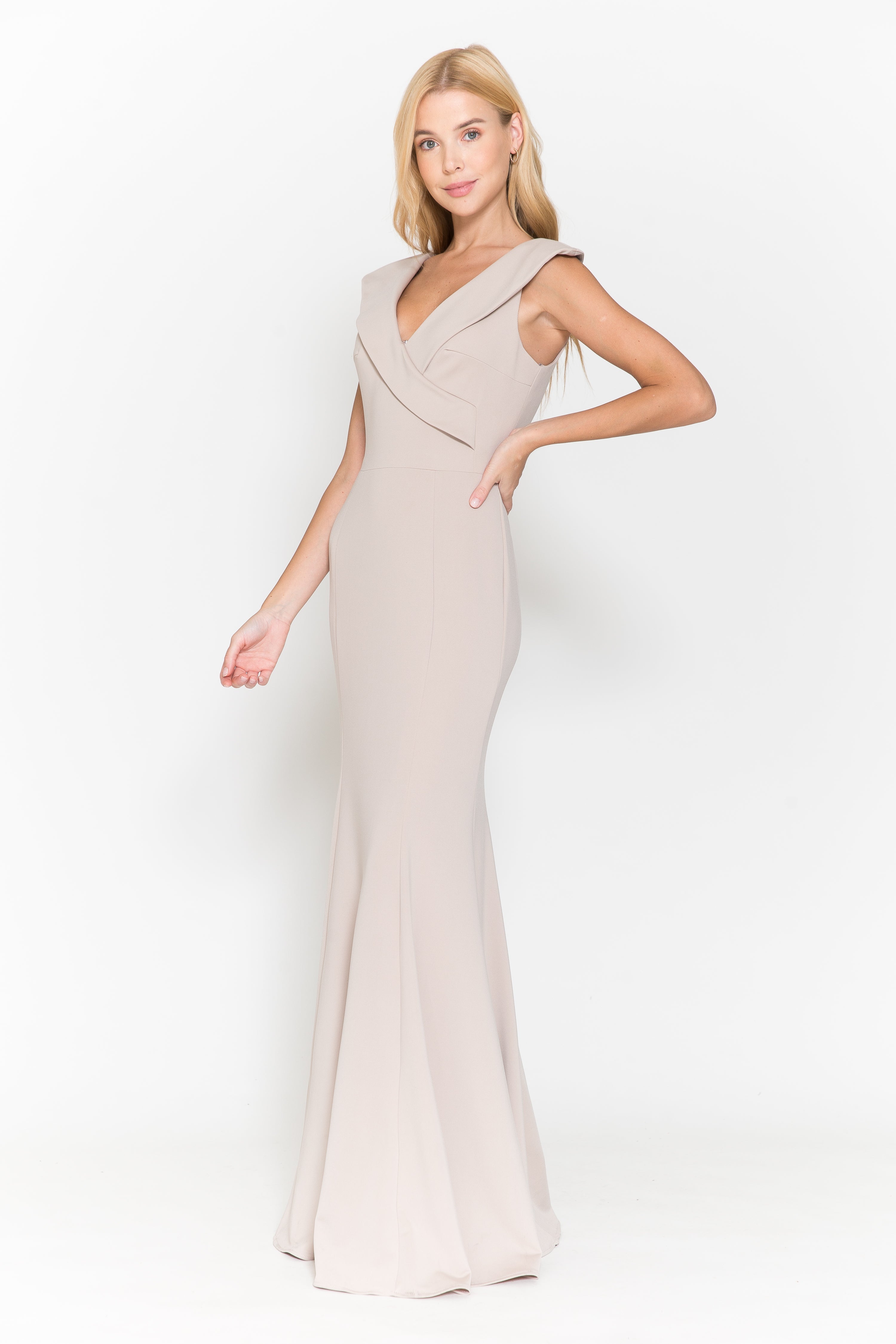 Poly USA 8726 Fitted V-Neck Jersey Gown