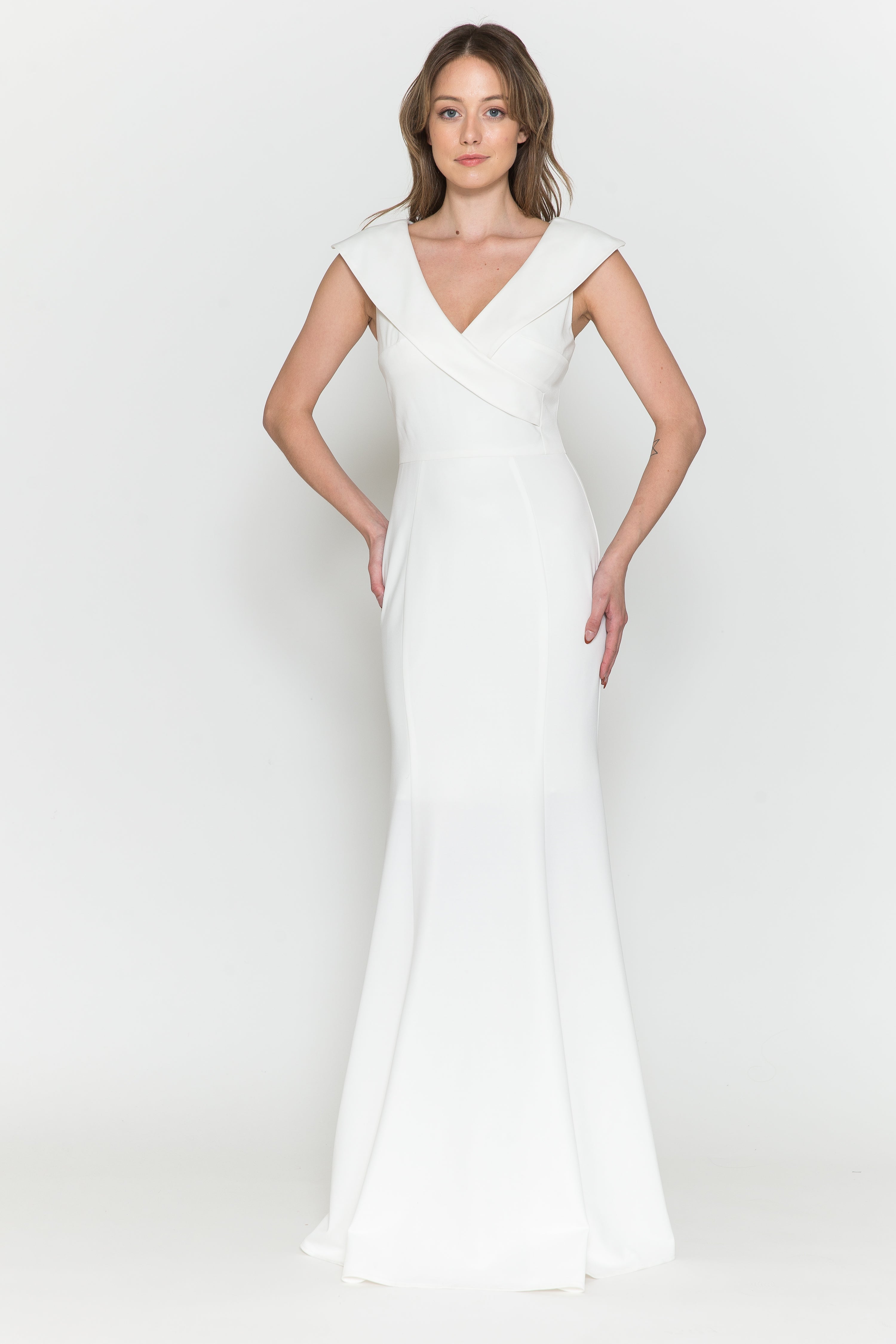Poly USA 8726 Fitted V-Neck Jersey Gown