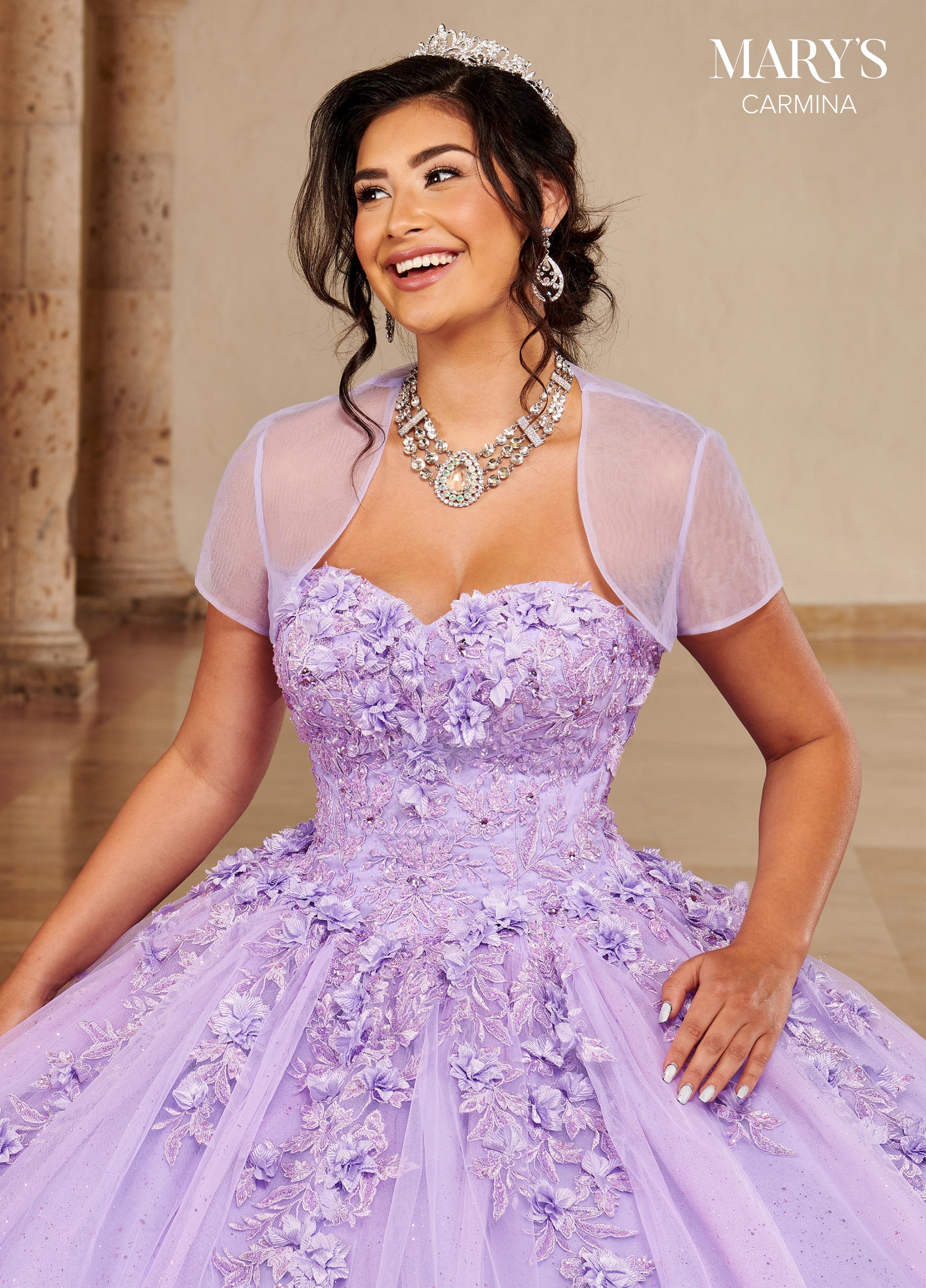 Mary's Bridal MQ1092 Floor Length Sleeve Quinceanera Dress