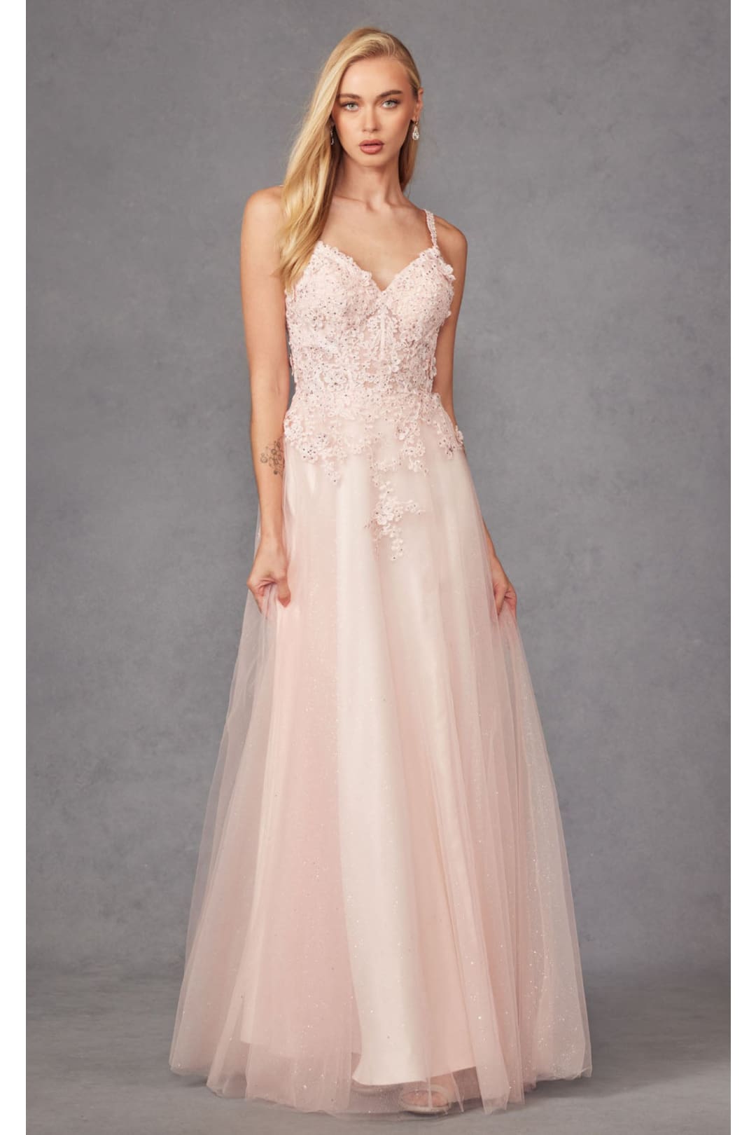 Floral Appliqué A-Line Gown by Juliet 283 - Dress