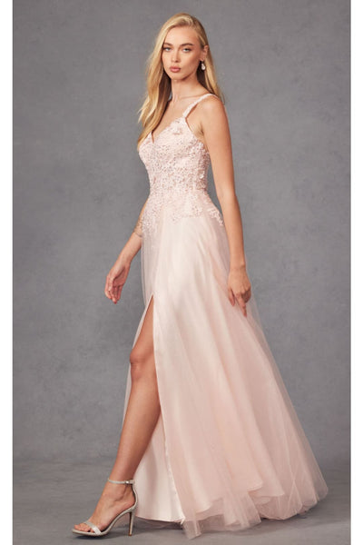 Floral Appliqué A-Line Gown by Juliet 283 - Dress