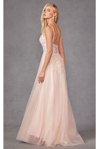 Floral Appliqué A-Line Gown by Juliet 283 - Dress
