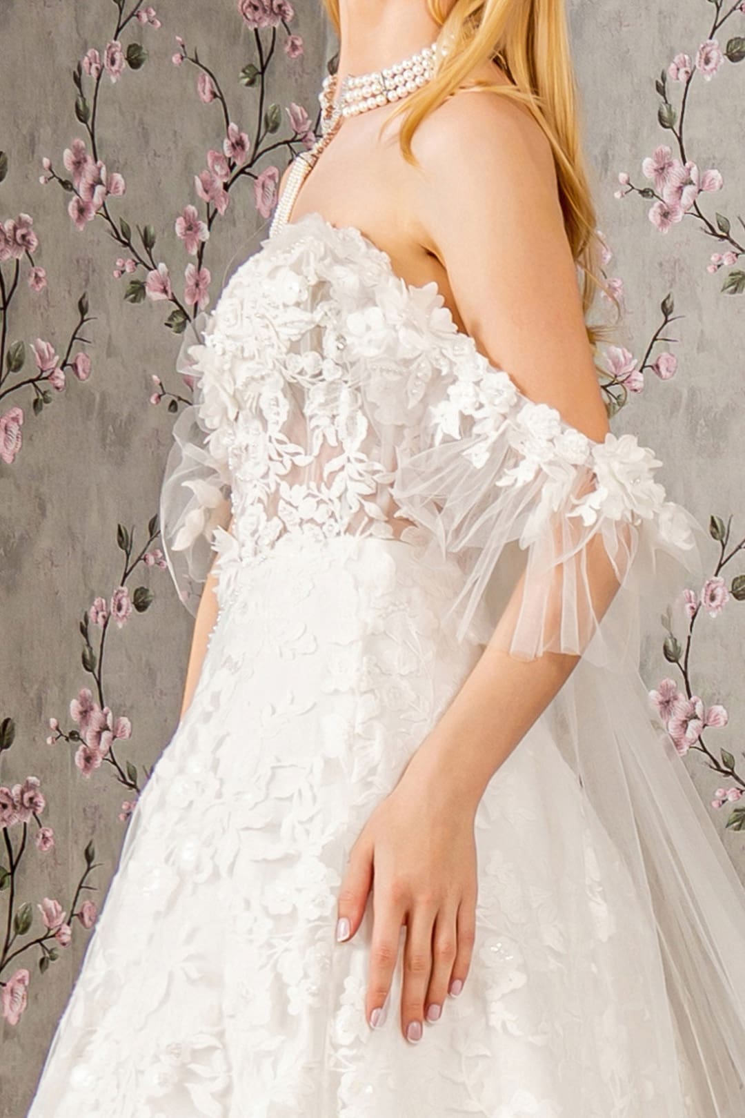 Floral Applique Off Shoulder Bridal Gown by GLS Gloria GL3449 - Long Formal Dresses