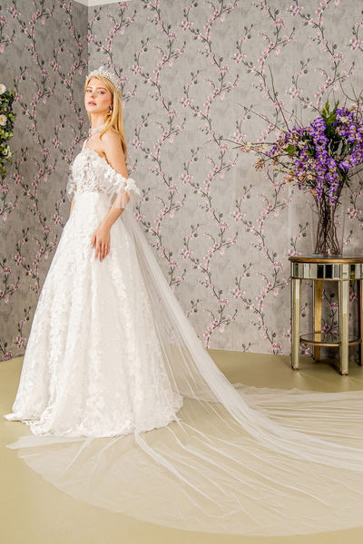Floral Applique Off Shoulder Bridal Gown by GLS Gloria GL3449 - Long Formal Dresses