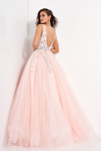 Floral Applique Sleeveless A-line Gown by Jovani 11092 - Long Formal Dresses