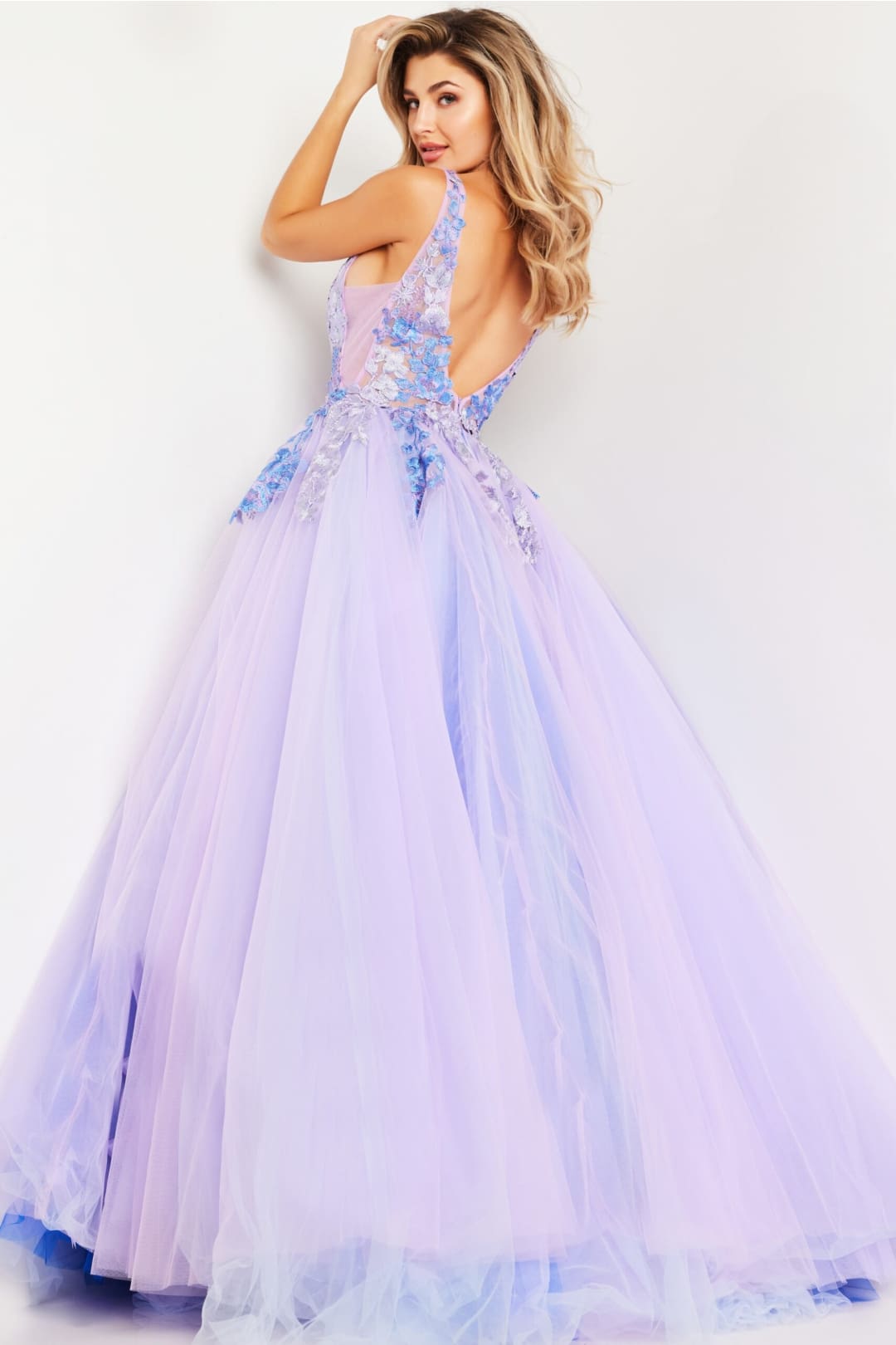 Floral Applique Sleeveless A-line Gown by Jovani 24602 - Long Formal Dresses
