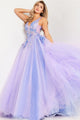 Floral Applique Sleeveless A-line Gown by Jovani 24602 - 00 / Lilac/Multi - Long Formal Dresses