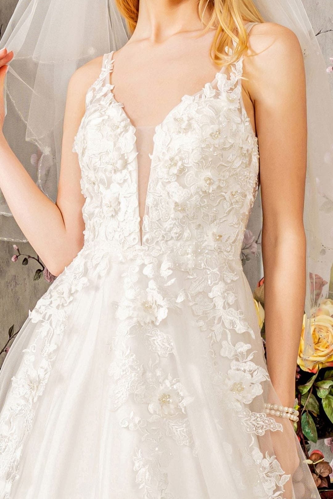 Floral Applique Sleeveless Bridal Gown by GLS Gloria GL3269 - Long Formal Dresses
