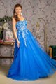Floral Applique Sleeveless Corset Gown by GLS Gloria GL3309 - XS / Royal Blue - Long Formal Dresses