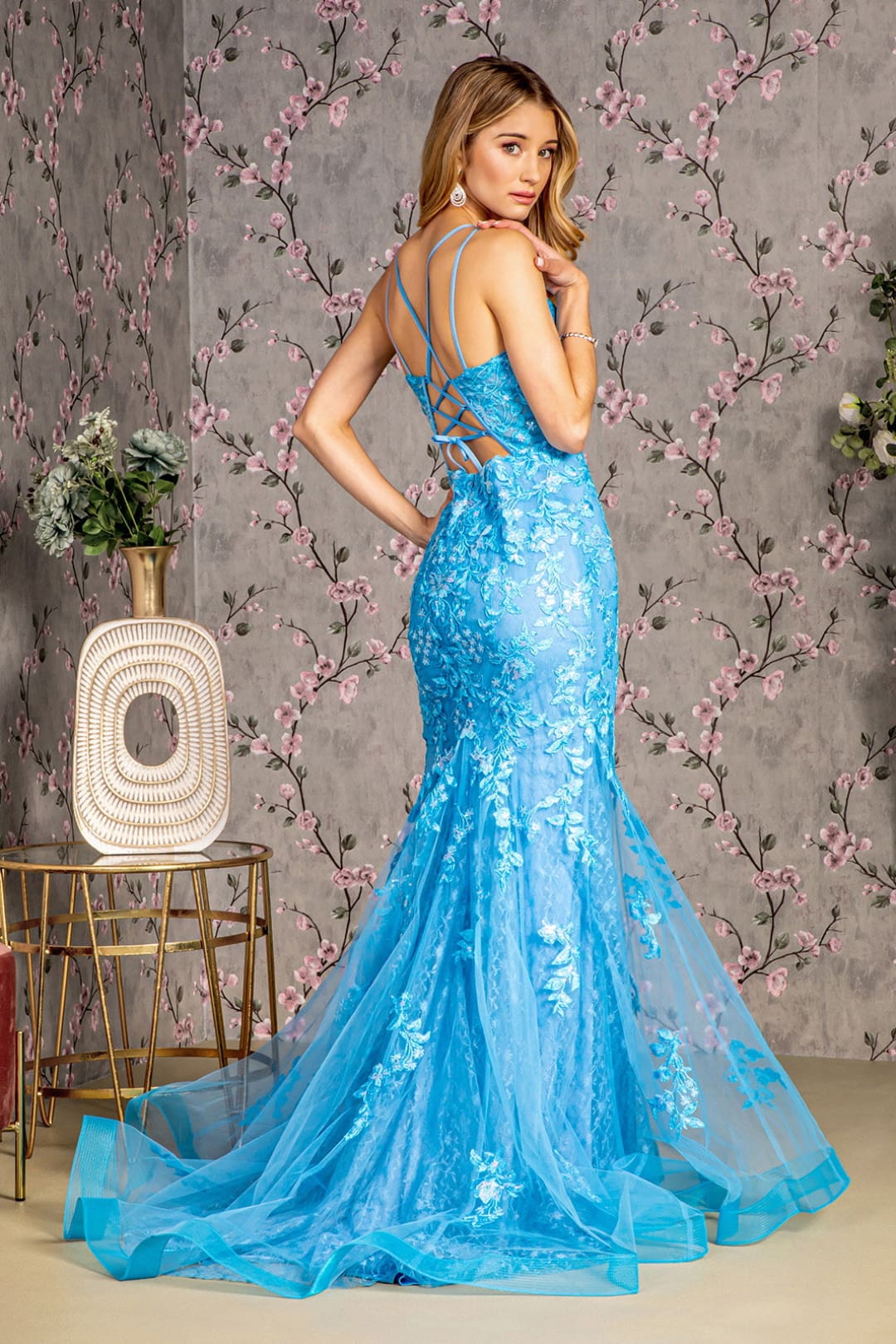 Floral Applique Sleeveless Mermaid Dress by GLS Gloria GL3333 - Long Formal Dresses