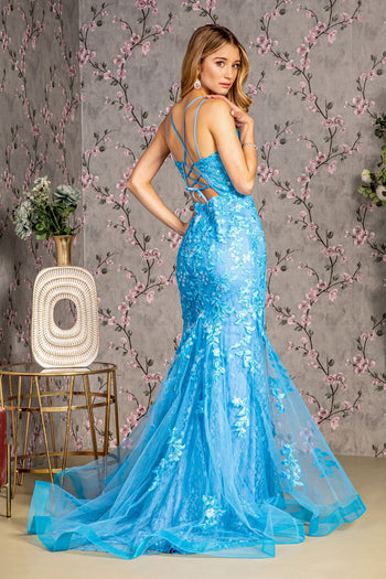 Floral Applique Sleeveless Mermaid Dress by GLS Gloria GL3333 - Long Formal Dresses
