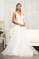 Floral Applique Slit Gown by Elizabeth K GL3012 - XS / Ivory - Long Formal Dresses