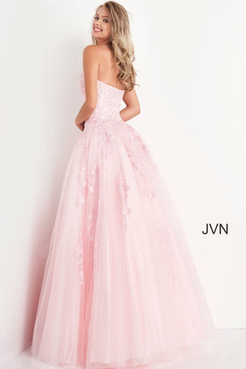 Floral Applique Strapless A-line Gown by Jovani 1831 - Long Formal Dresses