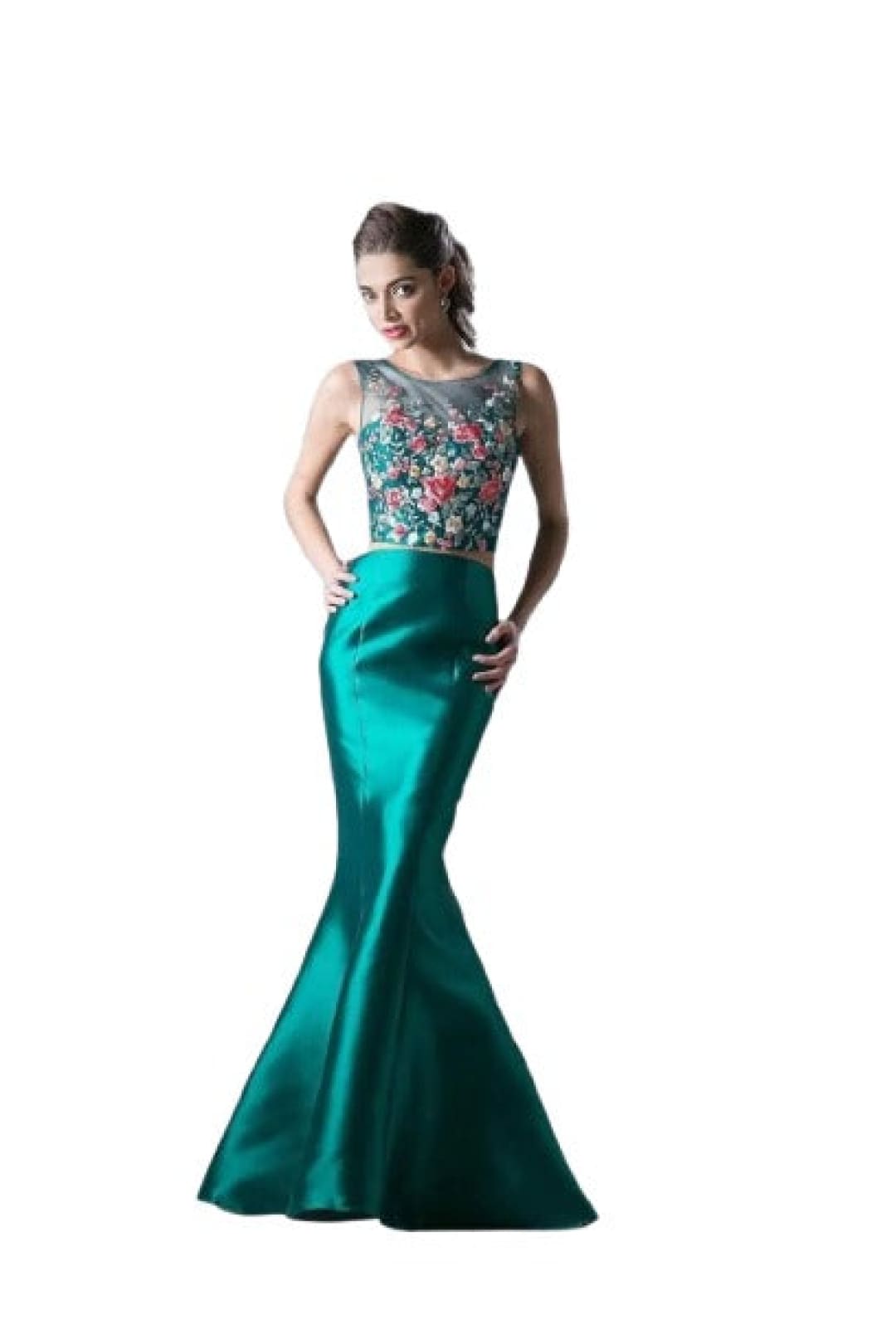 Floral Appliqued Two-Piece Mermaid Gown 2025 Elegant Evening Dress - Prom