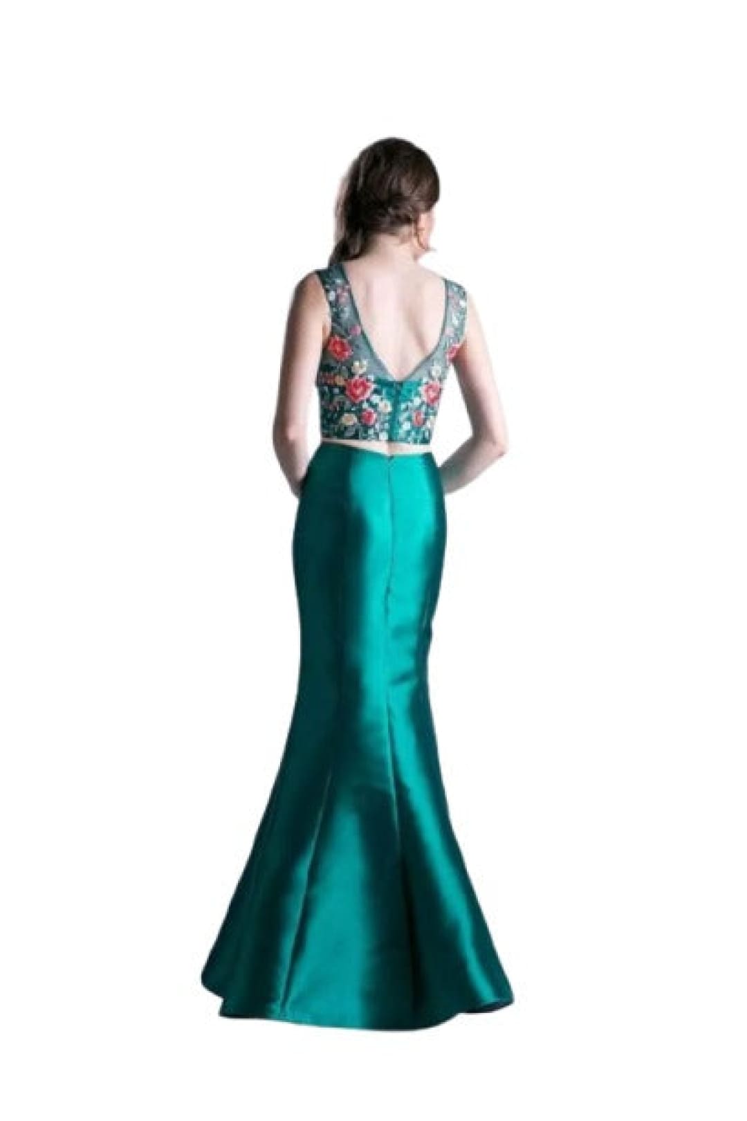 Floral Appliqued Two-Piece Mermaid Gown 2025 Elegant Evening Dress - Prom