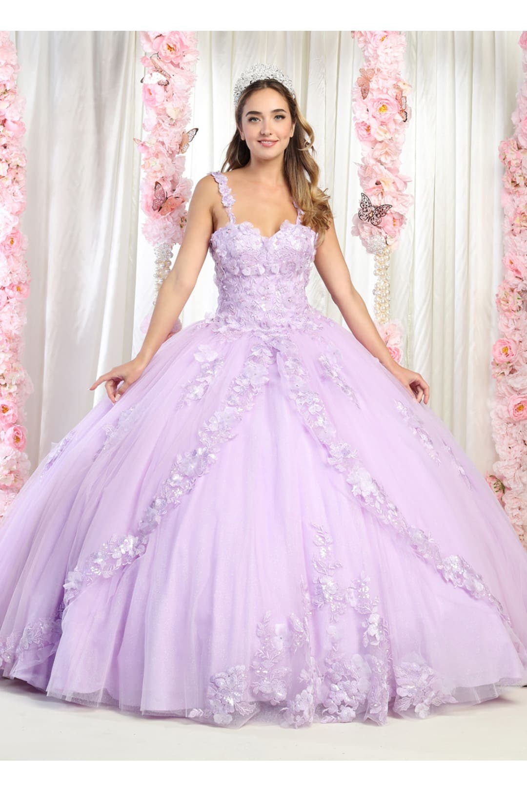 Floral Ball Quinceanera Gown - LILAC / 4