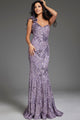 Floral Embellished Fitted One Shoulder Gown by Jovani 37634 - 00 / Lavender - Long Formal Dresses