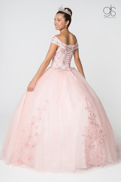 Floral Embroidered Off Shoulder Ball Gown by Elizabeth K GL2802 - Quinceanera Dresses