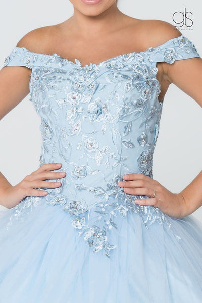 Floral Embroidered Off Shoulder Ball Gown by Elizabeth K GL2802 - Quinceanera Dresses