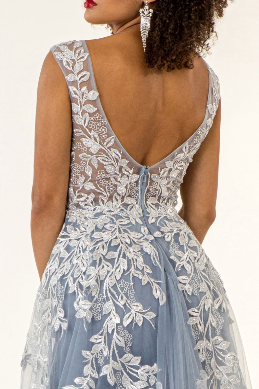 Floral Embroidered Overskirt Gown by Elizabeth K GL1920 - Long Formal Dresses