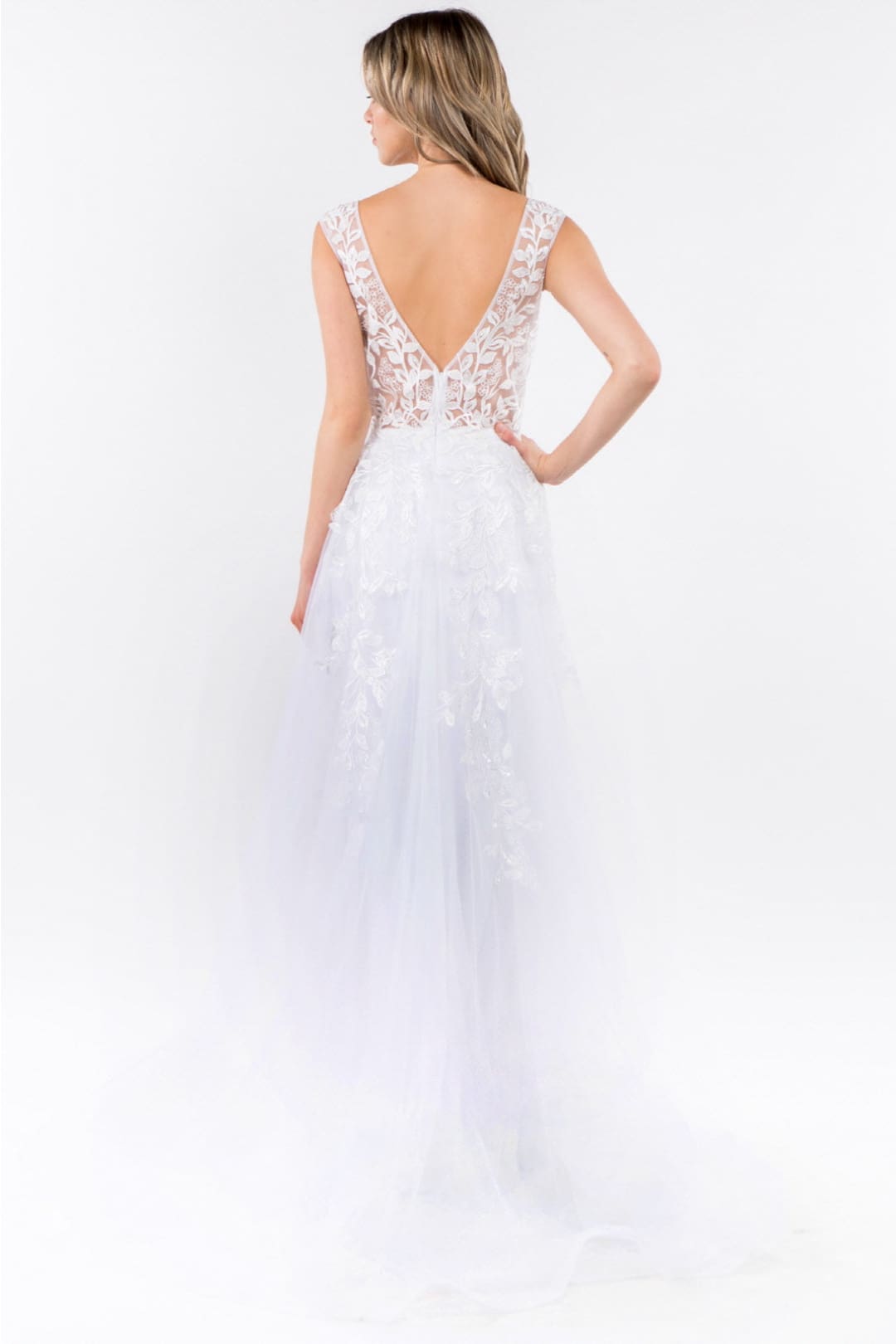 Floral Embroidered Overskirt Gown by Elizabeth K GL1920 - Long Formal Dresses