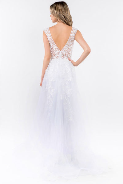 Floral Embroidered Overskirt Gown by Elizabeth K GL1920 - Long Formal Dresses