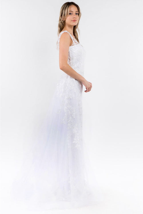 Floral Embroidered Overskirt Gown by Elizabeth K GL1920 - Long Formal Dresses