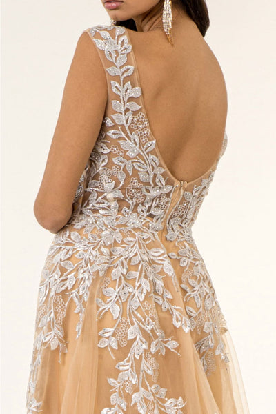 Floral Embroidered Overskirt Gown by Elizabeth K GL1920 - Long Formal Dresses