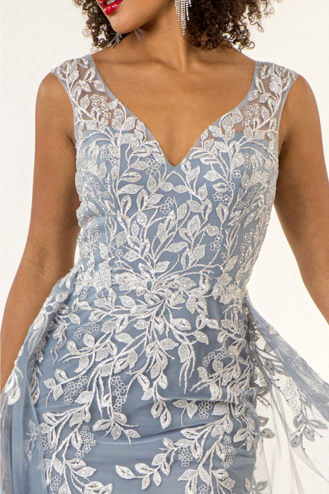 Floral Embroidered Overskirt Gown by Elizabeth K GL1920 - Long Formal Dresses