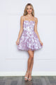 Poly USA 9190 Floral Glitter Print Short A-line Dress