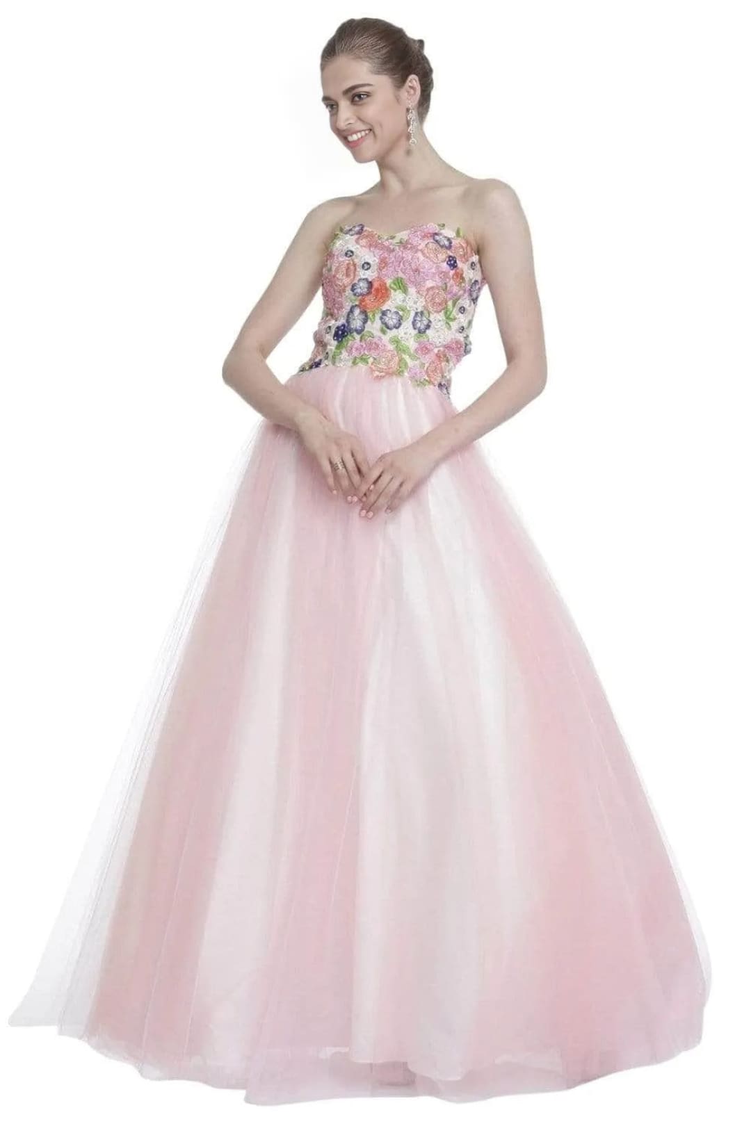 Floral Lace Sweetheart Long Formal Gown 2025 Elegant Evening Dress - Blush / 2 - Prom