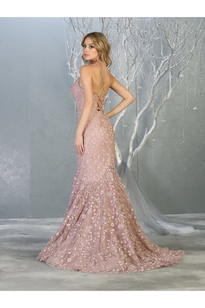 Floral Mermaid Evening Gown - Dress