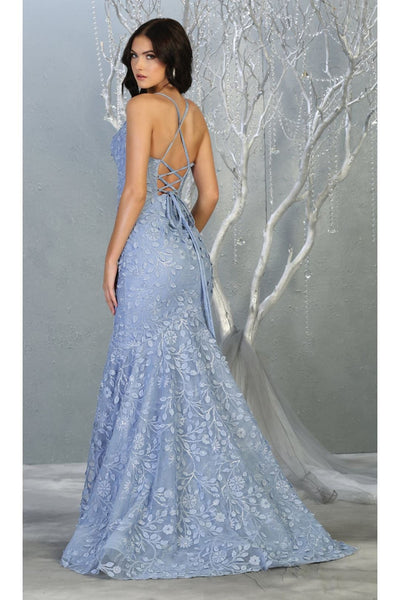 Floral Mermaid Evening Gown - Dress