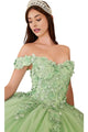 Floral Off-Shoulder Ball Gown 2025 Elegant Princess Dress - Greenery / XXS - Prom
