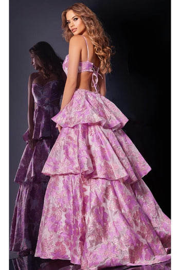 Floral Pink Prom Ball Gown: Jovani D5994 - Prom