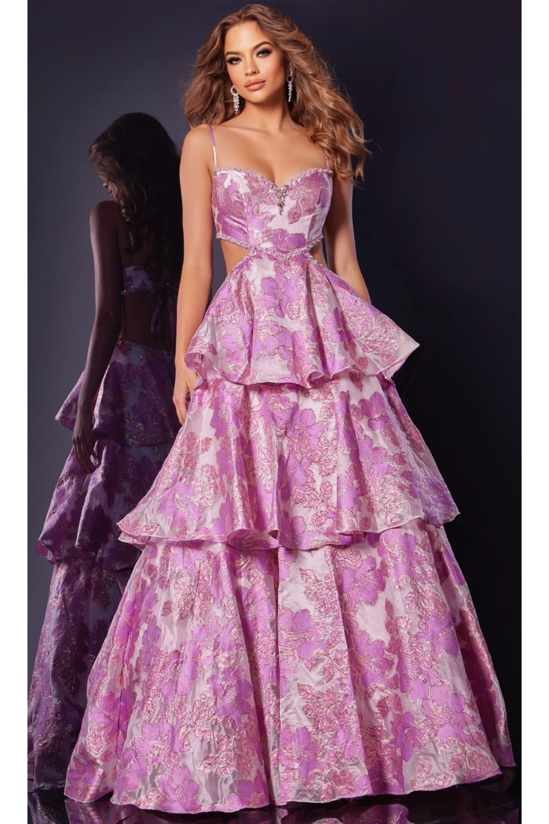 Floral Pink Prom Ball Gown: Jovani D5994 - Prom